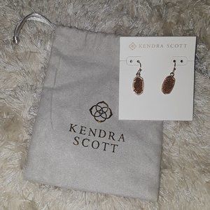 Kendra Scott Lee Rose Gold Tone Drop Earrings in Sand Drusy